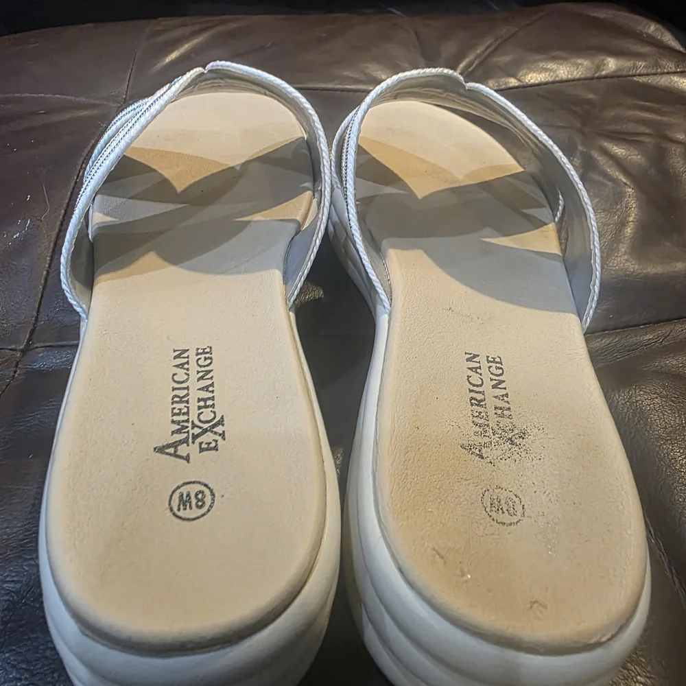 American Exchange White and Silver Braided Slide Sandals - Picture 4 of 7